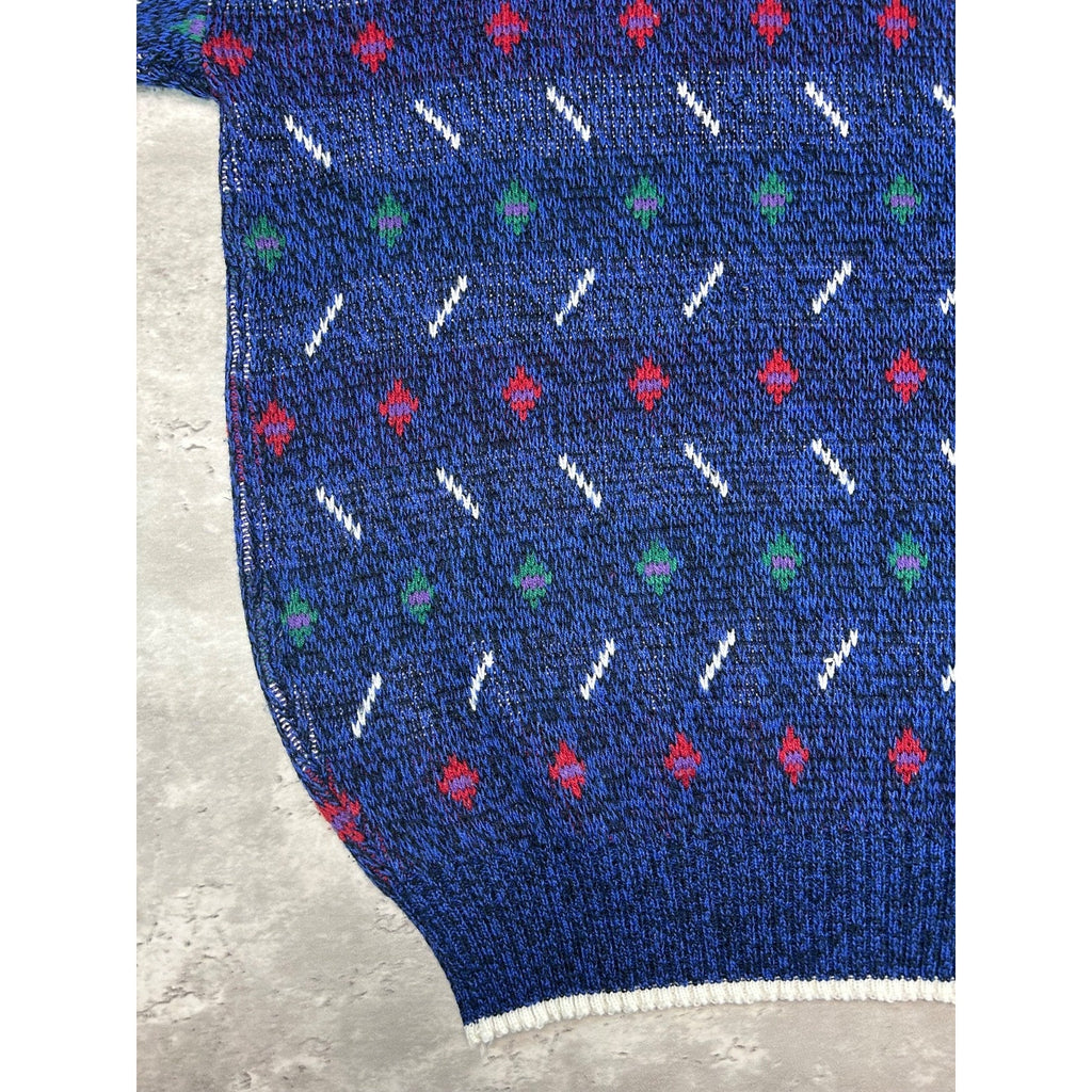 Vintage 90s Van Heusen Abstract Striped Pullover Knit Sweater Size Large Tall