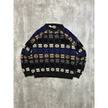 Vintage Abstract Checkered Print Pullover Knit Sweater Size Medium
