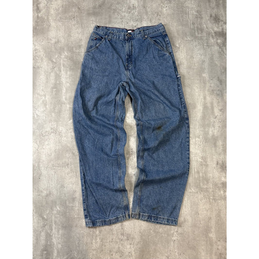 Vintage Tommy Jeans Dark Wash Denim Workwear Style Carpenter Pants Size 32