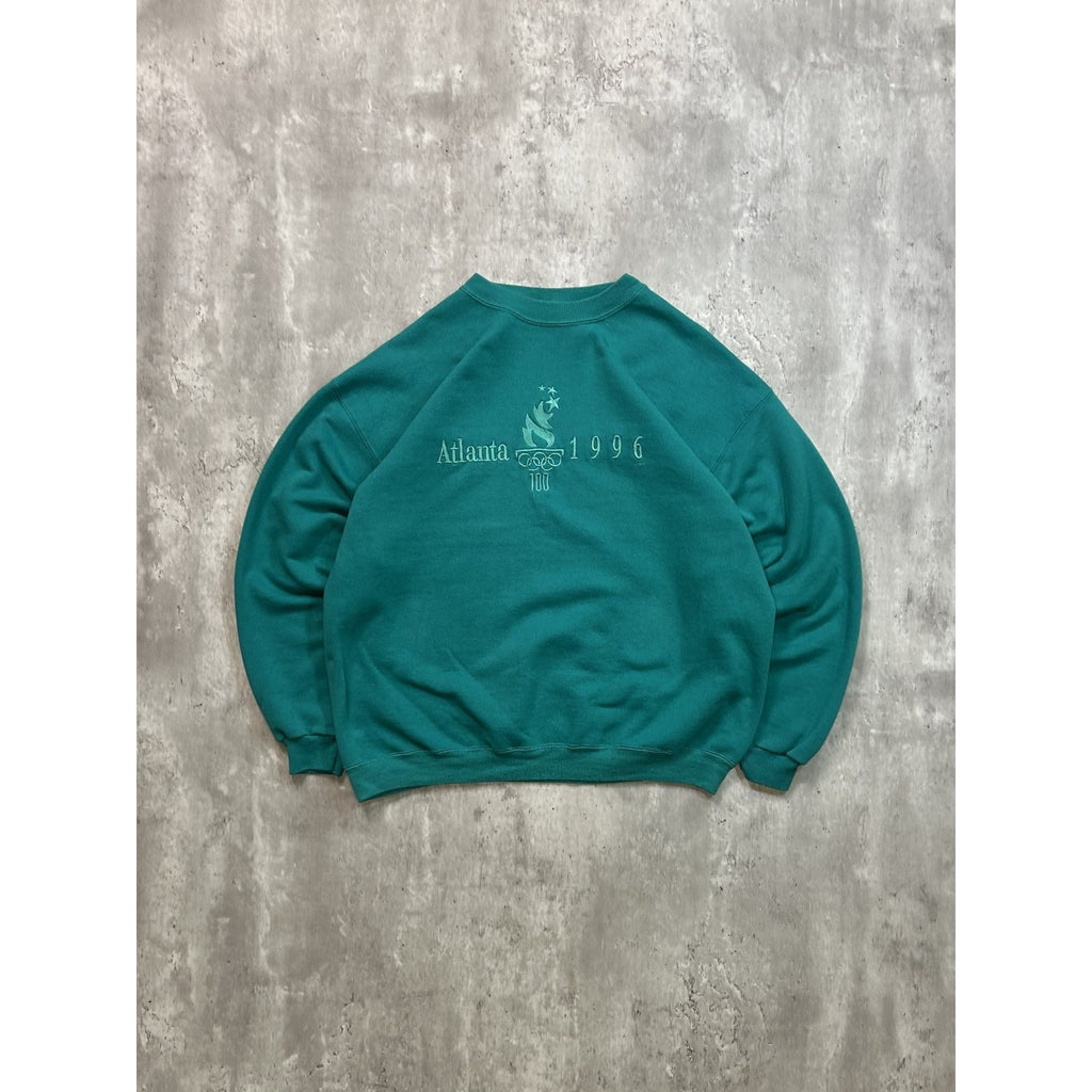 Vintage 90s 1996 Atlanta Olympics Embroidered Spellout Tonal Sweatshirt Sz Large