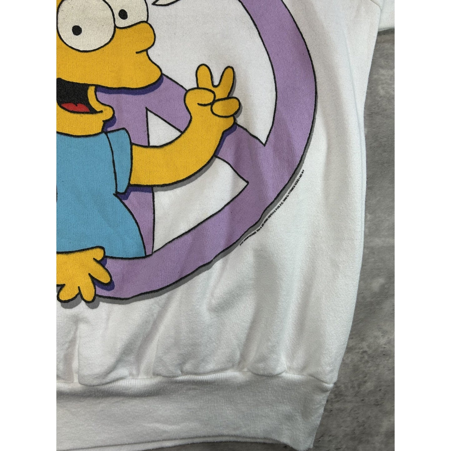 Vintage 1980 The Simpsons Bart Peace Man Big Graphic Sweatshirt Size Large