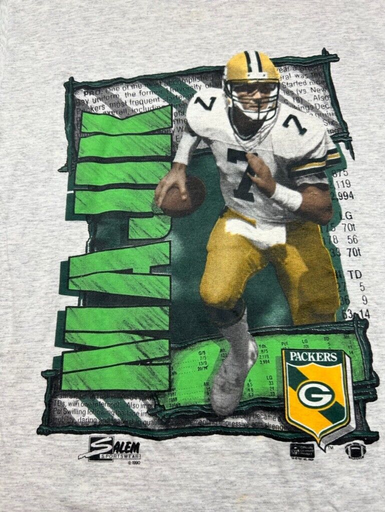 Vtg 1990 Don Majikowski #7 Green Bay Packers NFL Player GraphicT-Shirt Sz Large