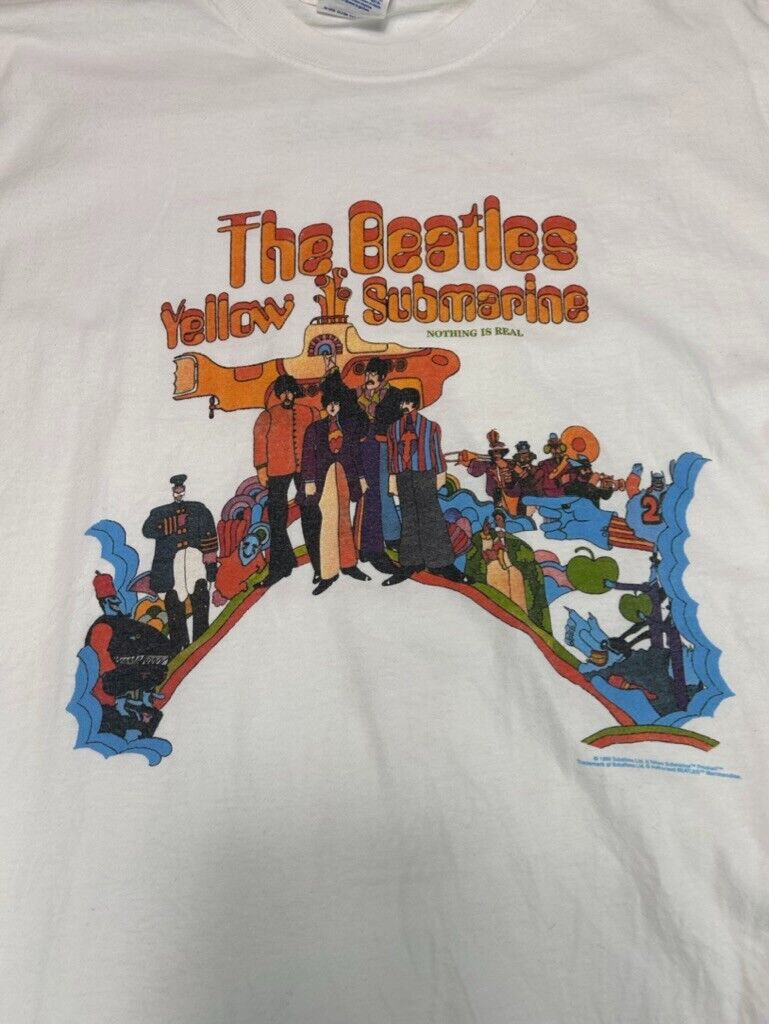 Vintage 1999 The Beatles Yellow Submarine Movie Promo Graphic T-Shirt Size Large