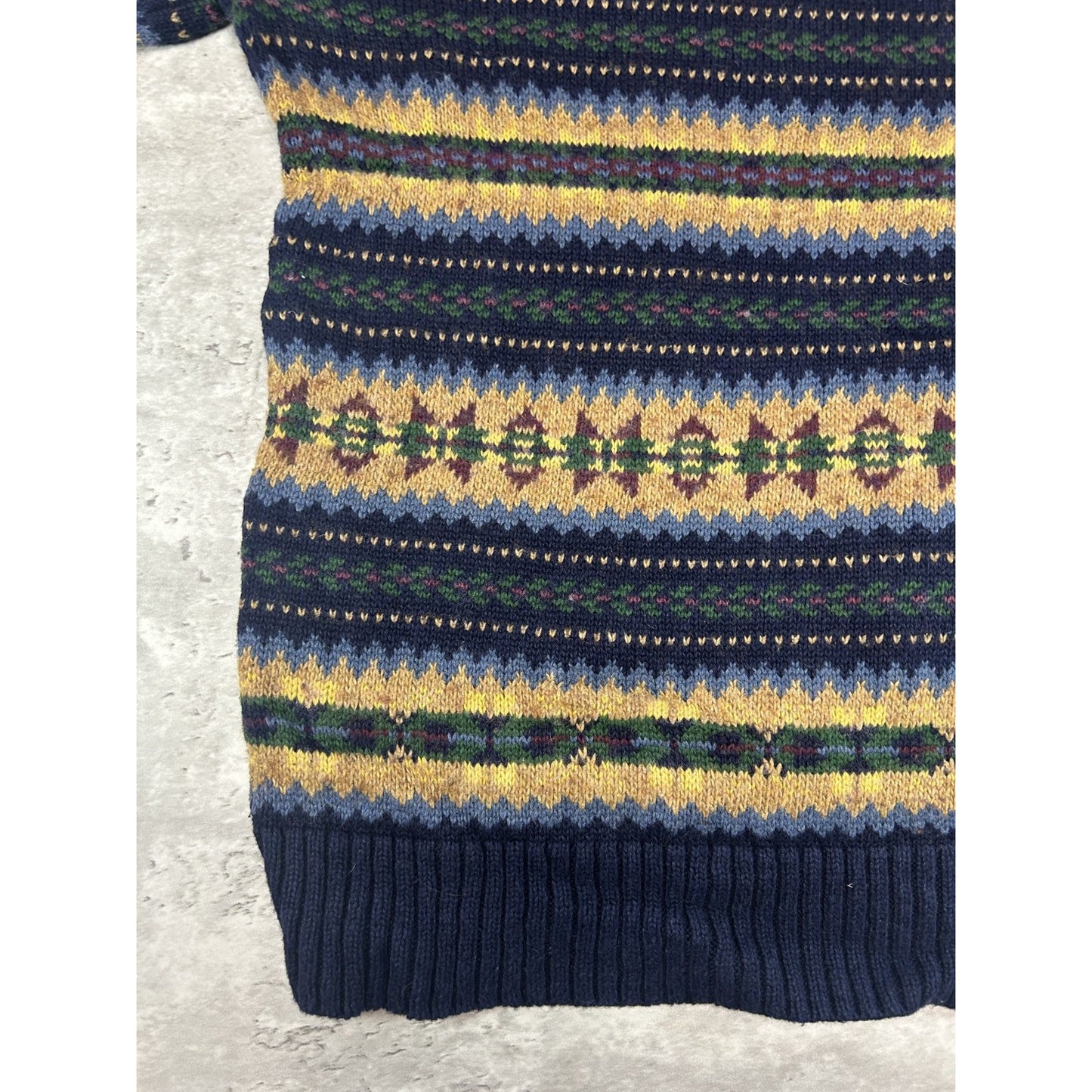 Vintage 90s Polo Ralph Lauren Abstract Striped V-Neck Knit Sweater Size Small