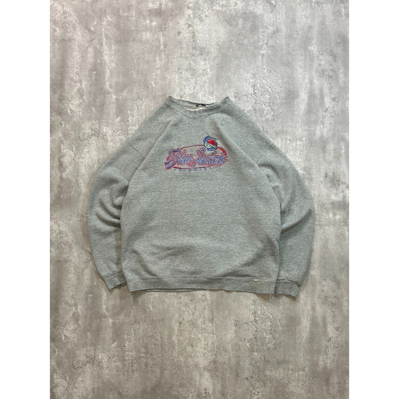 Vintage 90s Columbus Blue Jackets NHL Embroidered Spellout Sweatshirt Size XL