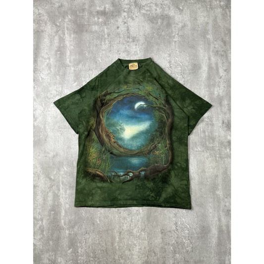 Vintage 2004 Mountain Mystical Landscape Nature Graphic Tye Dye T-Shirt Sz Large