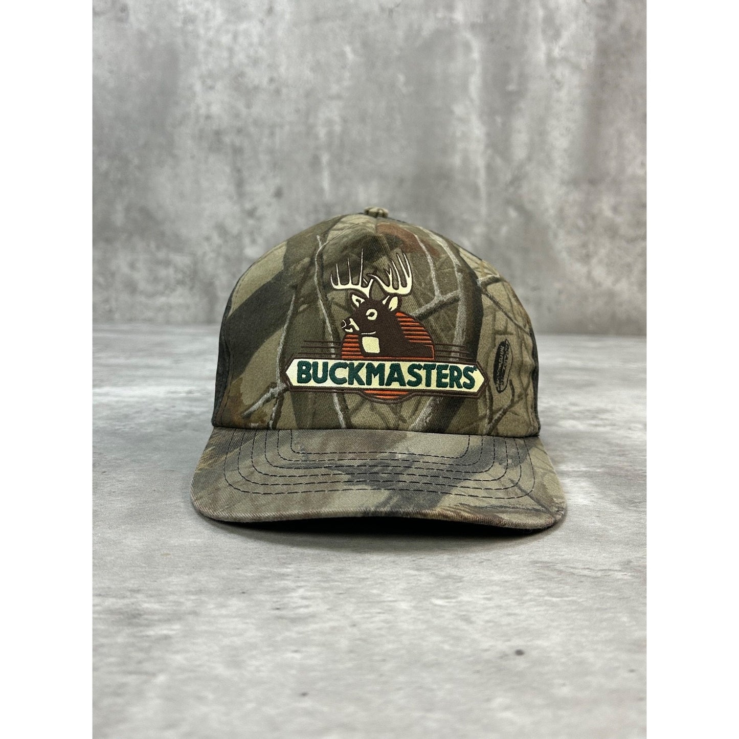 Vintage 90s Buckmaster Tree Camo Hunting Snapback Hat OSFA