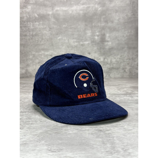 Vintage 90s Chicago Bears NFL Embroidered Helmet Corduroy Snapback Hat OSFA