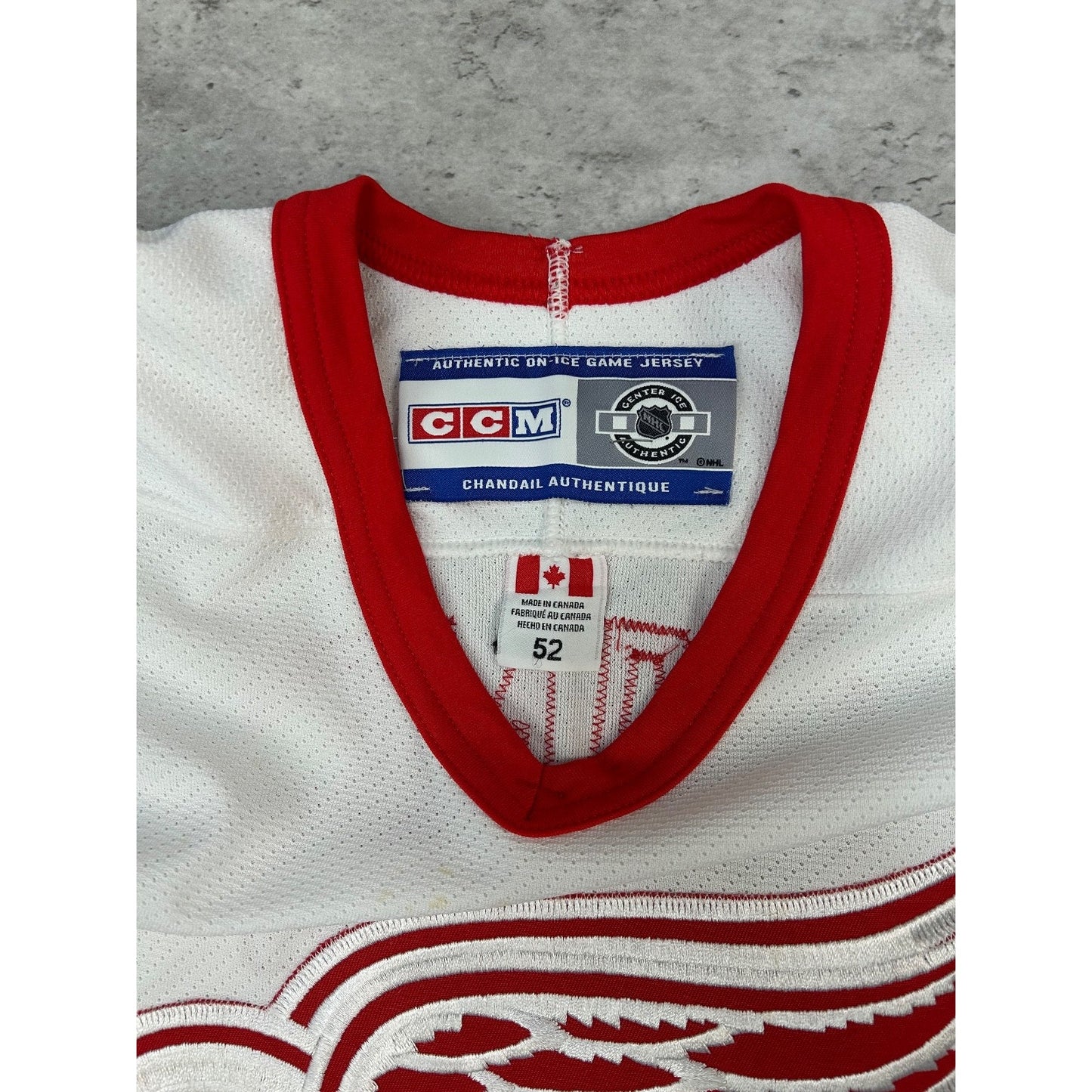 Vintage Robert Lang #20 Detroit Red Wings NHL CCM Fight Strap Jersey Size 2XL