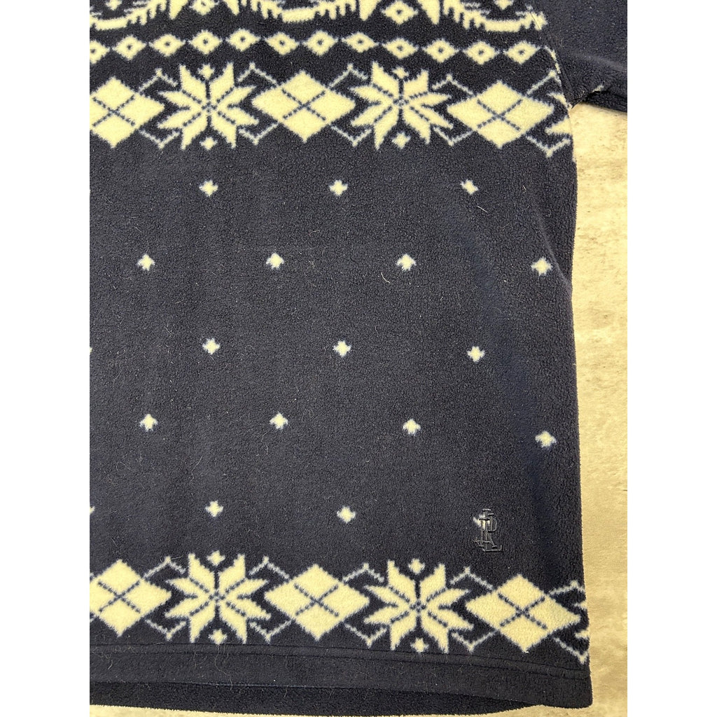 Vintage 90s Snowflake Abstract Striped 1/4 Zip Fleece Sweatshirt Size Large