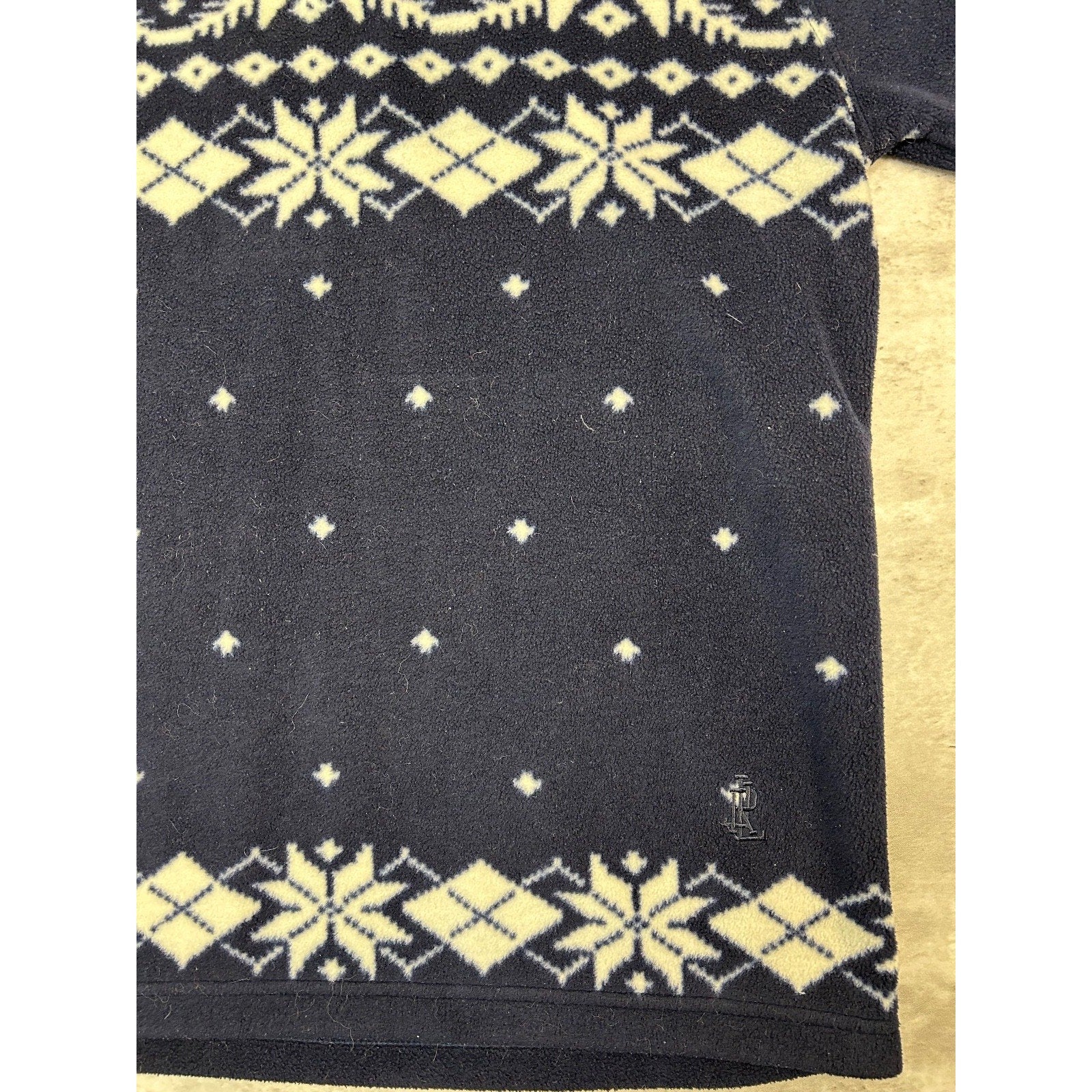 Vintage 90s Snowflake Abstract Striped 1/4 Zip Fleece Sweatshirt Size Large