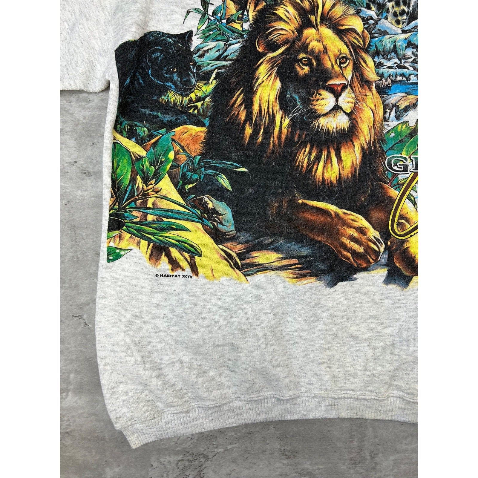 Vintage 90s Miami Metro Zoo Big Cats Nature Animal Graphic Sweatshirt Sz Medium
