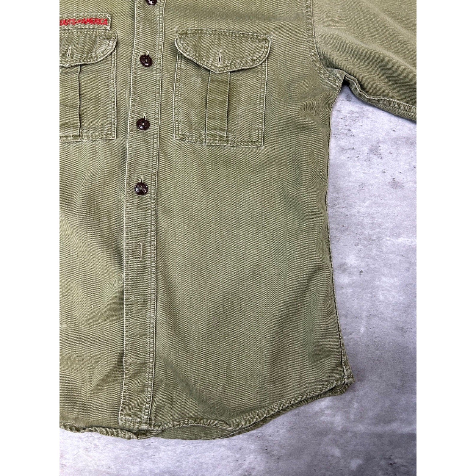 VTG 1950s Boy Scouts Of America Sanforized Patched Button Up Shirt Size Small