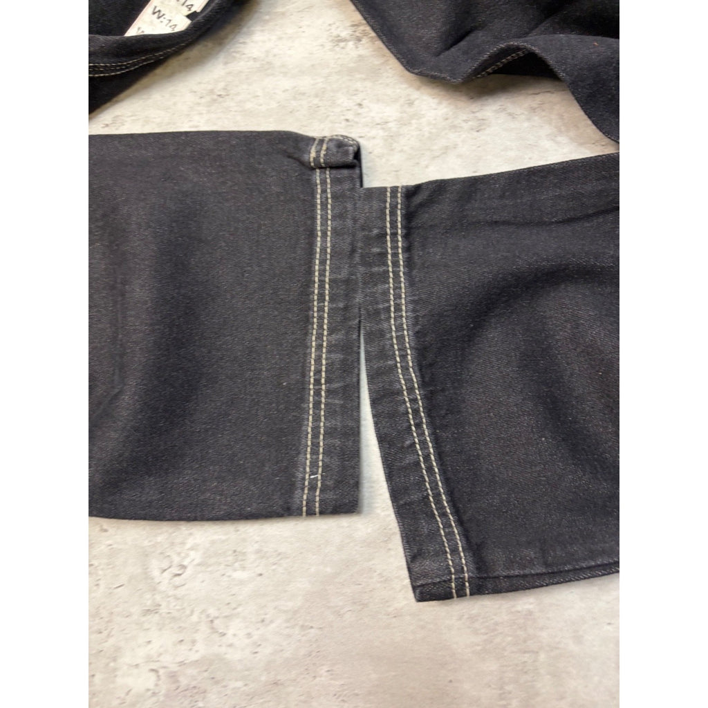 Vintage Y2K Womens Johnny Blaze Embroidered Script Black Wash Denim Pants