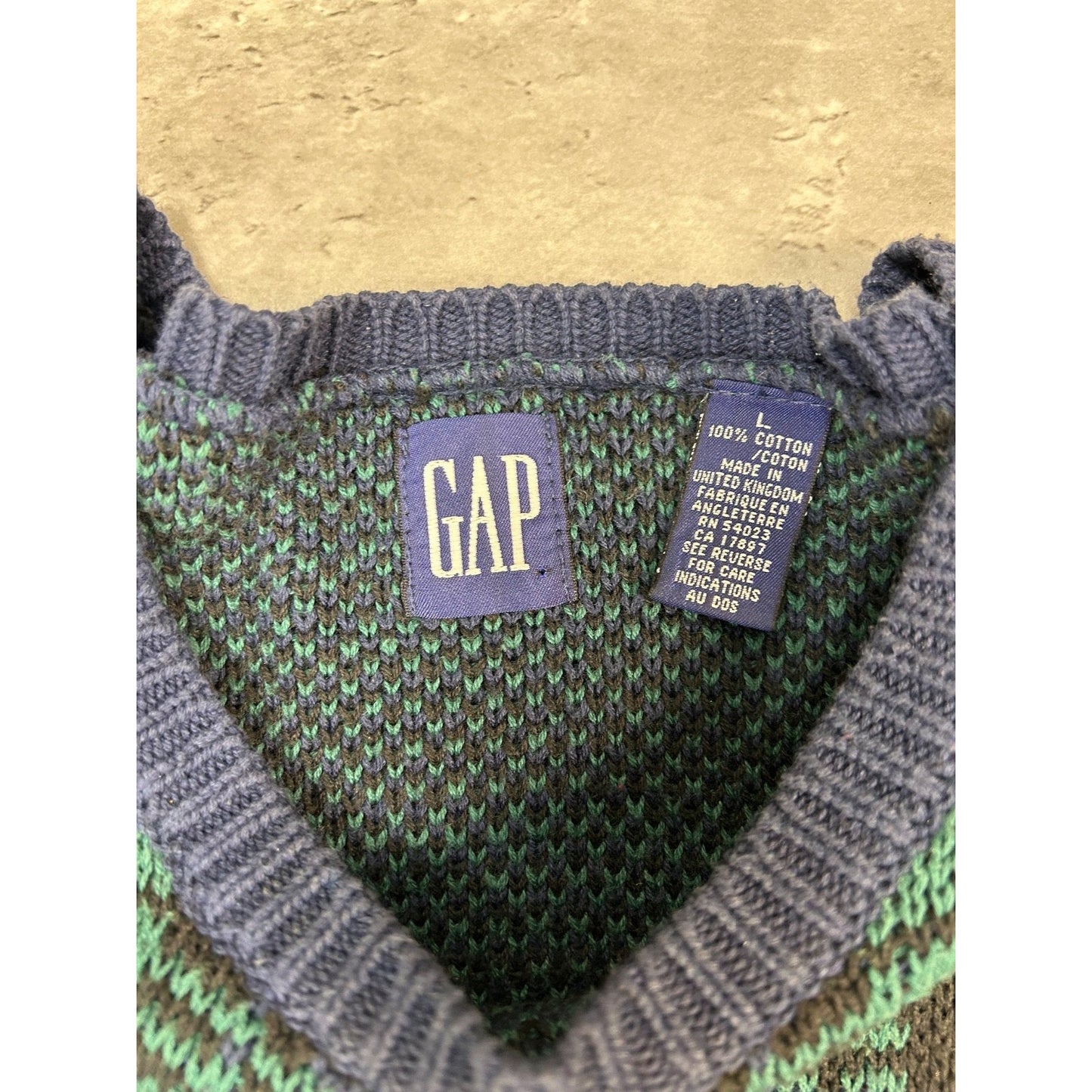 Vintage Gap Plaid Pattern Multicolour Knit Sweater Size Large