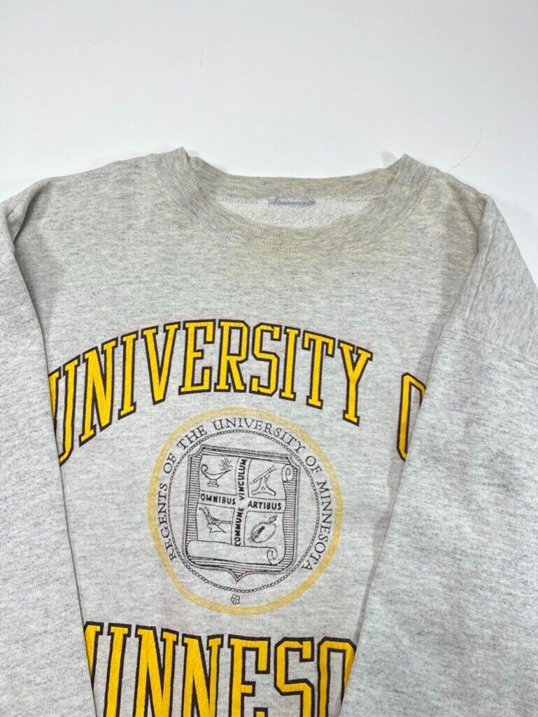 Vintage 90s University of Minnesota NCAA Spellout Crest Graphic Sweatshirt Sz XL