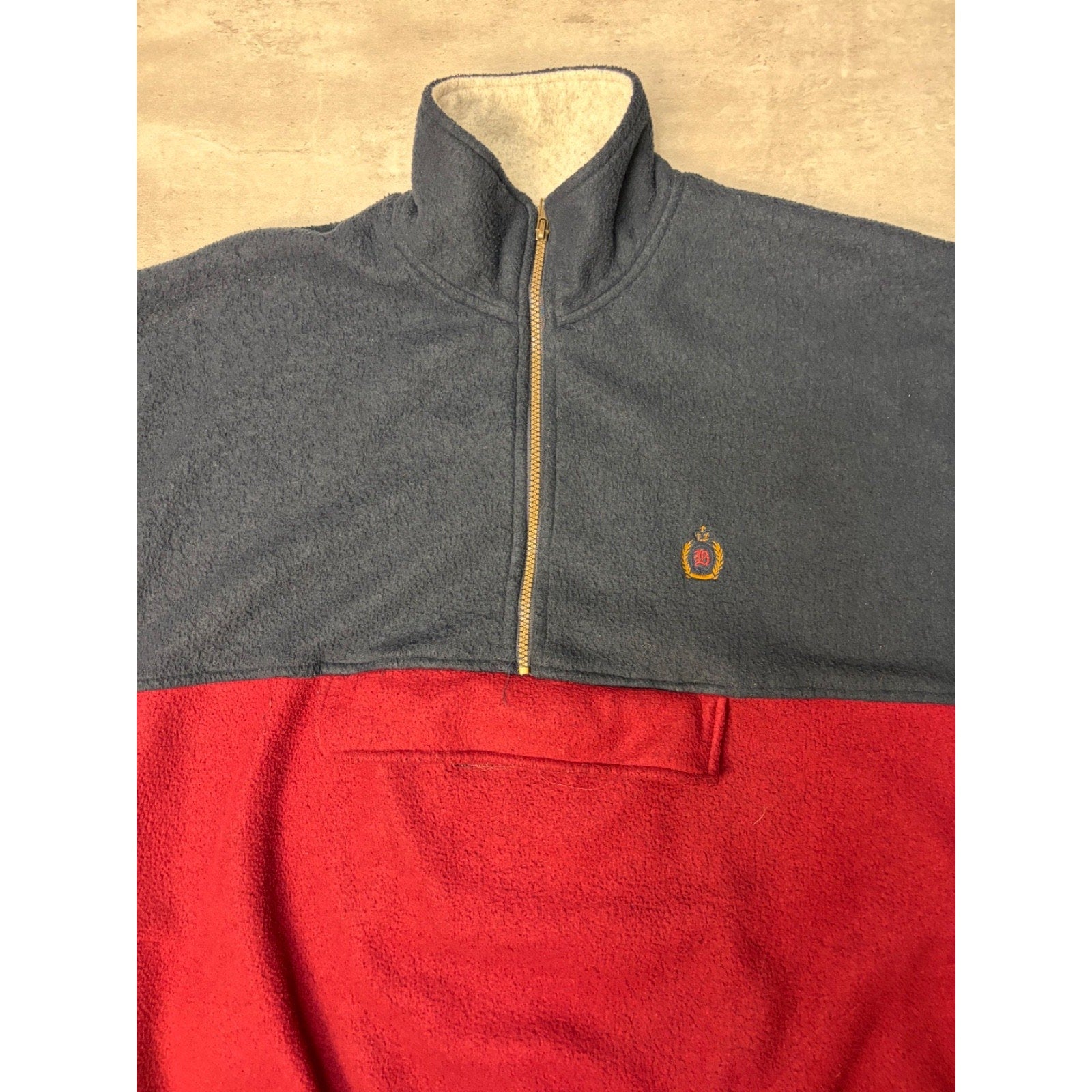 Vintage Bugle Boy Company Two Tone 1/2 Zip Fleece Sweatshirt Size Large