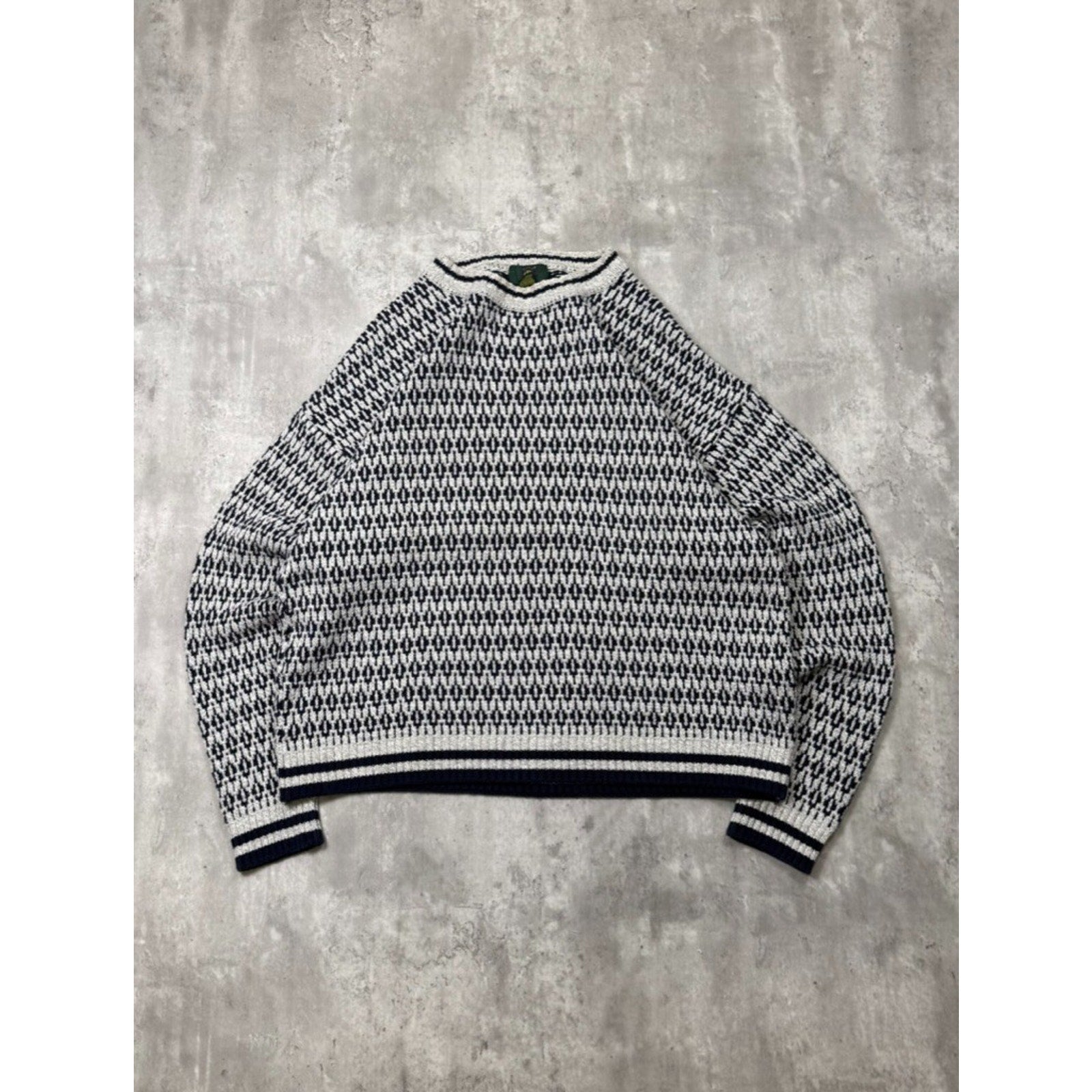 VTG 90s Club Room Abstract Diamond Print Pattern Pullover Knit Sweater Size XL