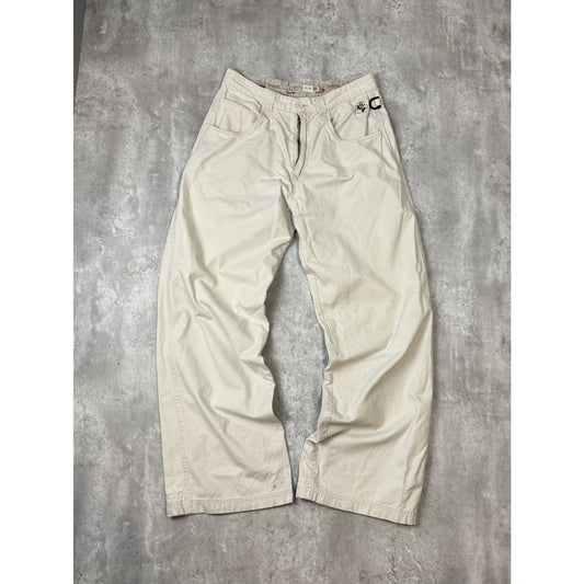 Vintage Y2K Plugg Baggy Fit Khaki Wide Leg Pants Size 32 Beige