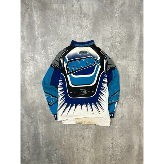 Vintage 90s Thor Reactor 3 Long Sleeve All Over Print Motocross Jersey Sz Medium