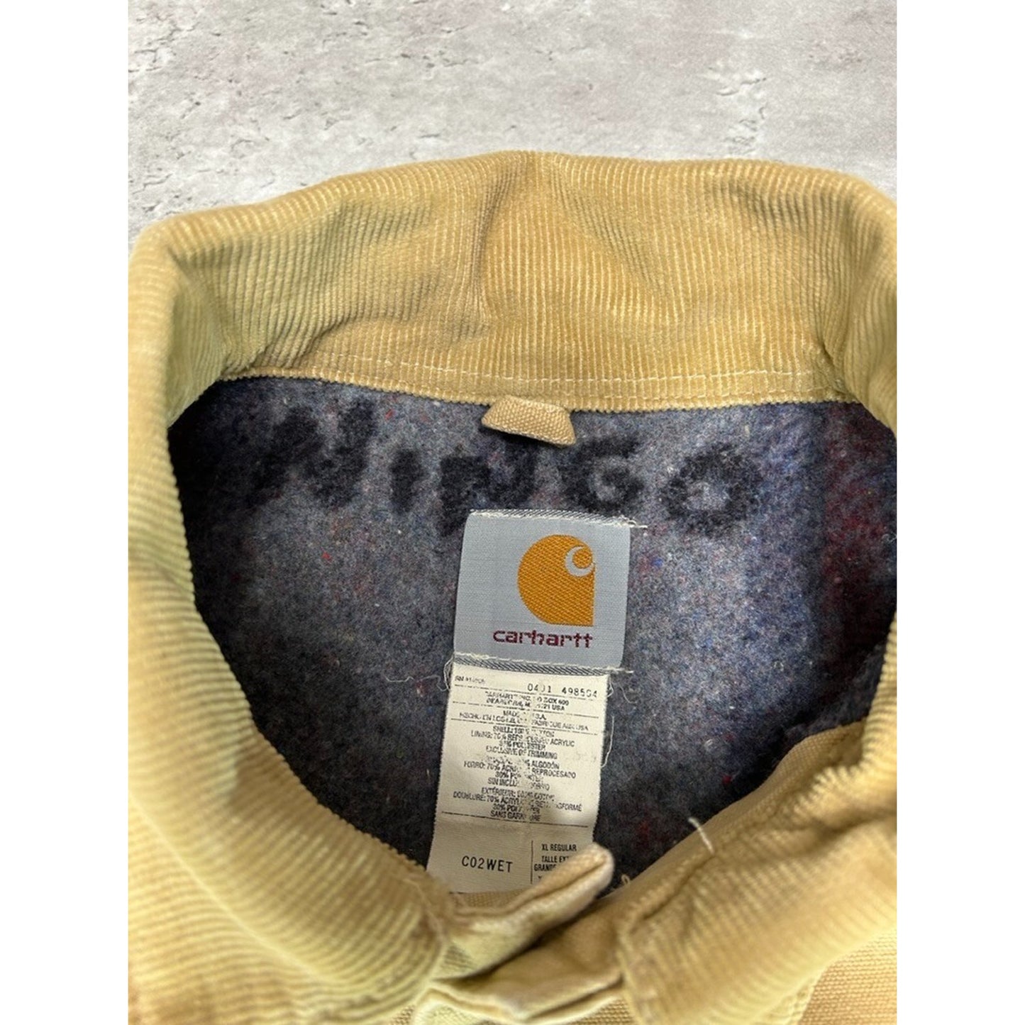 Vintage Carhartt Blanket Lined Canvas Workwear Chore Jacket Size XL Beige