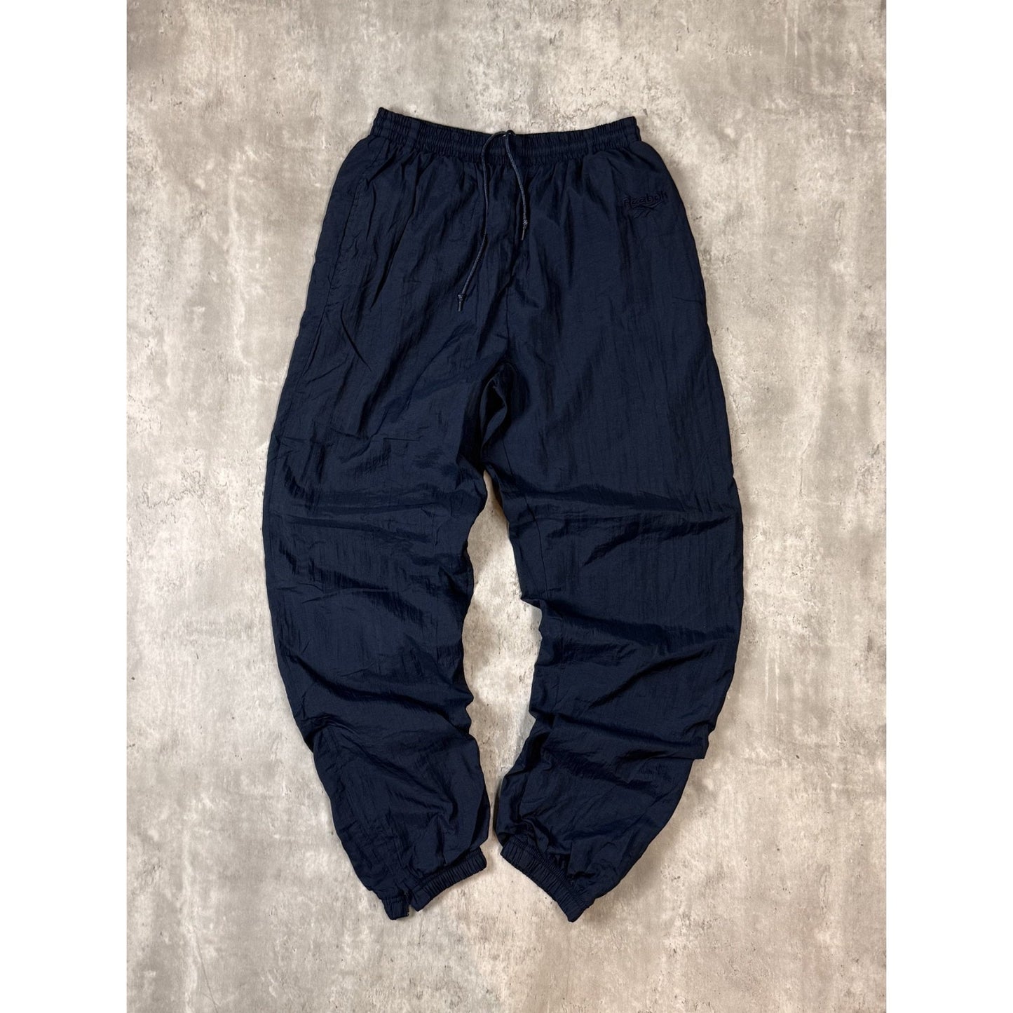 Vintage 90s Reebok Tonal Embroidered Logo Nylon Track Pants Size Medium
