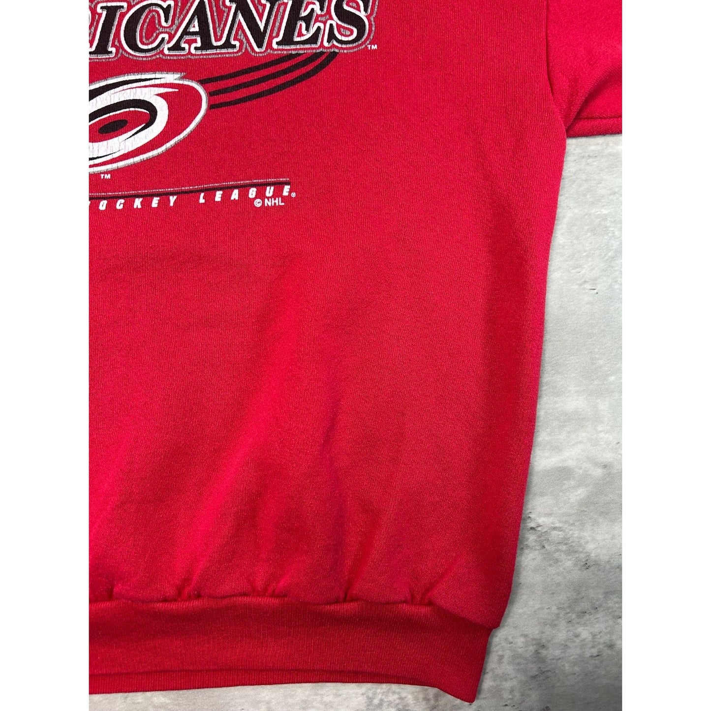 Vintage Carolina Hurricanes NHL Graphic Spellout Hockey Sweatshirt Size Large