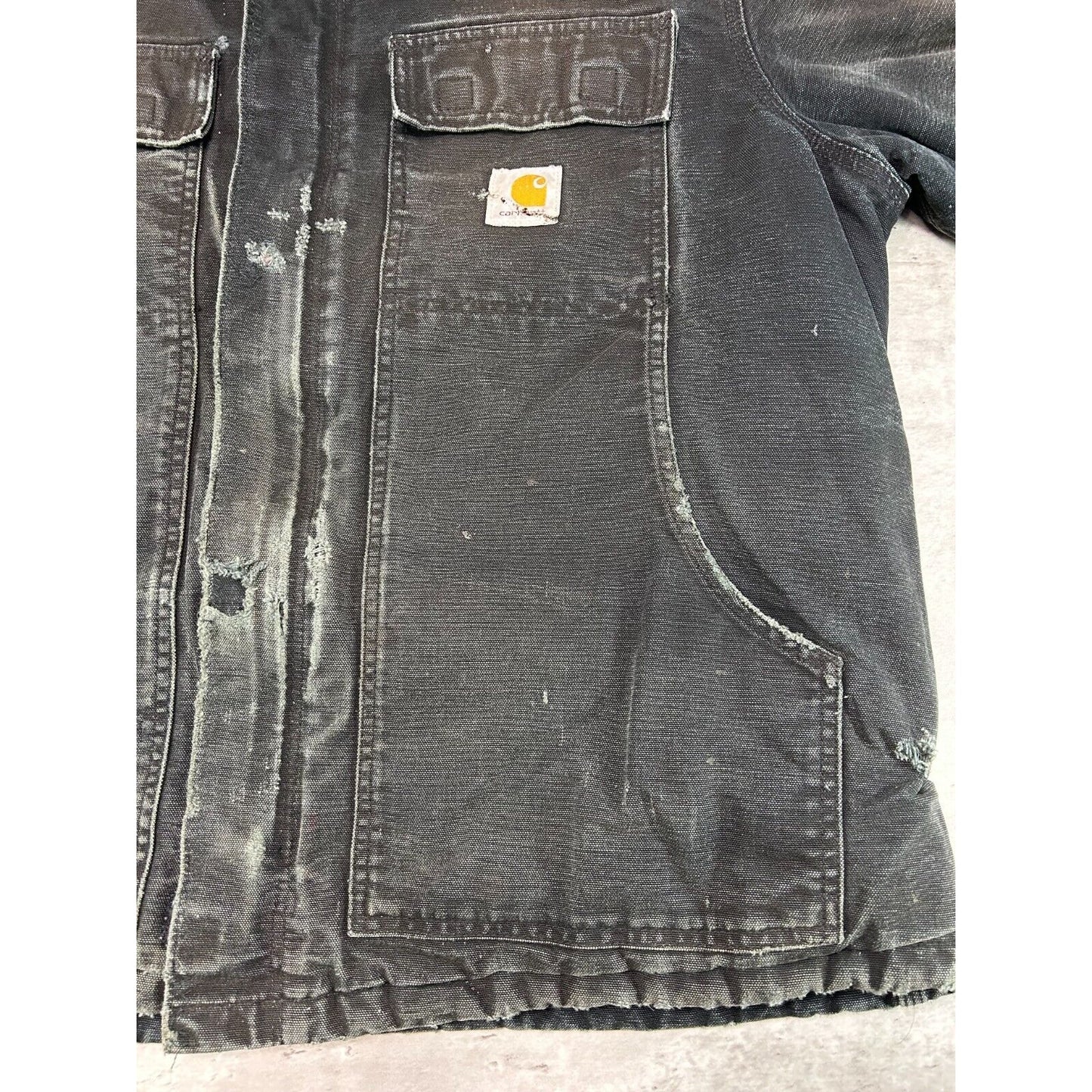 Vintage Carhartt Quilted Lined Canvas Workwear Arctic Jacket Size XXL Black