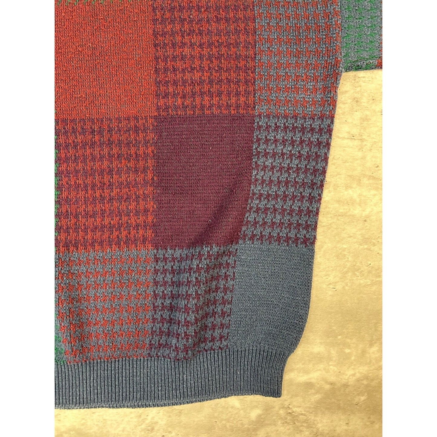 Vintage Enro Plaid Pattern Multicolour Knit Sweater Size LT