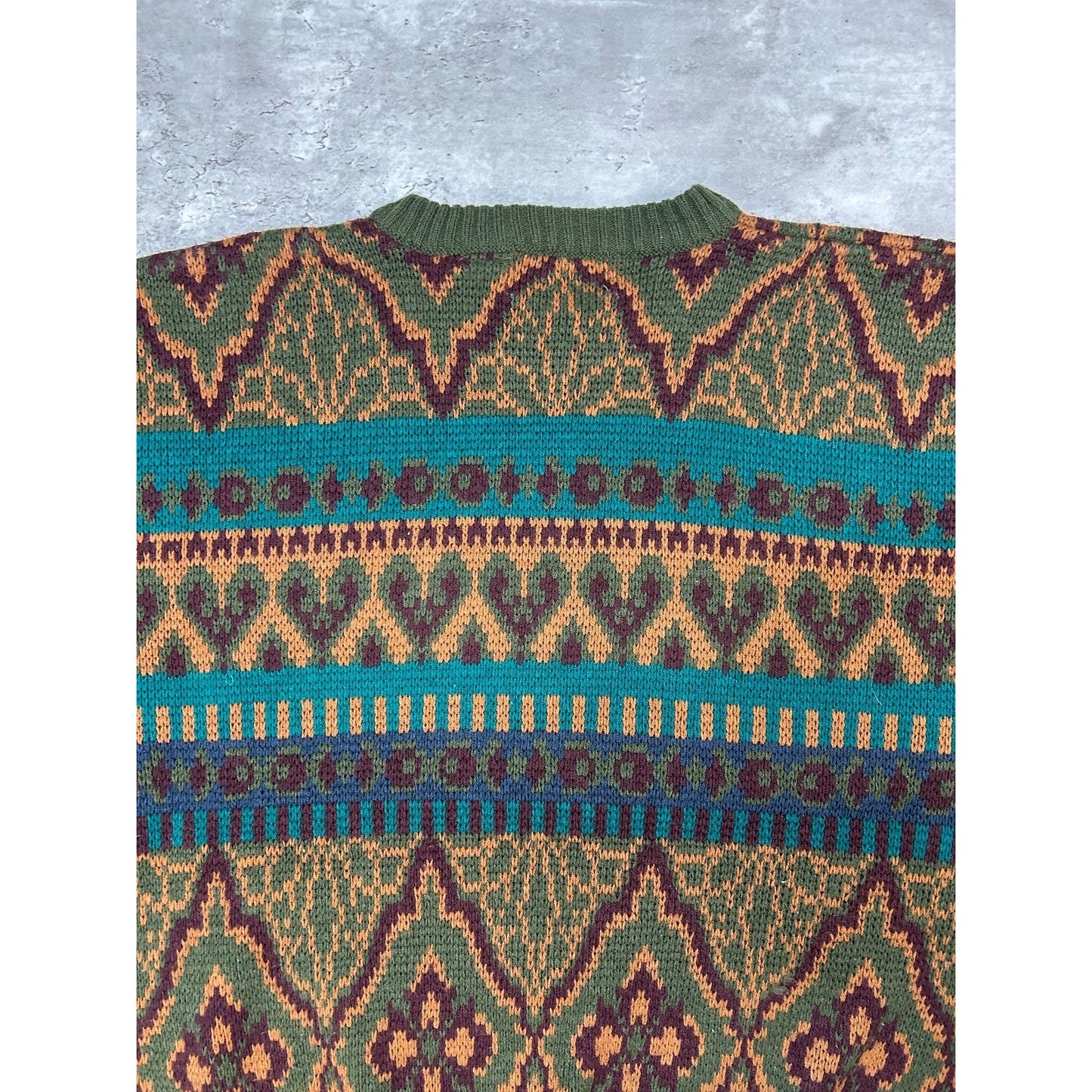 Vintage 90s Celebrity Club Abstract Striped Pullover Knit Sweater Size XL