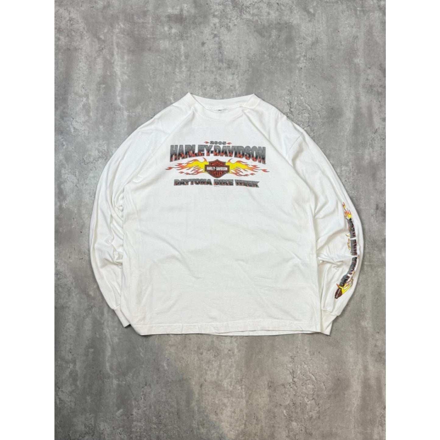 Vintage Harley Davidson Classic Logo Flame Graphic Long Sleeve T-Shirt Size XL