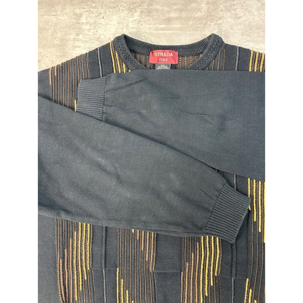 Vintage 90s Strada Abstract Striped Pullover Knit Sweater Size Large