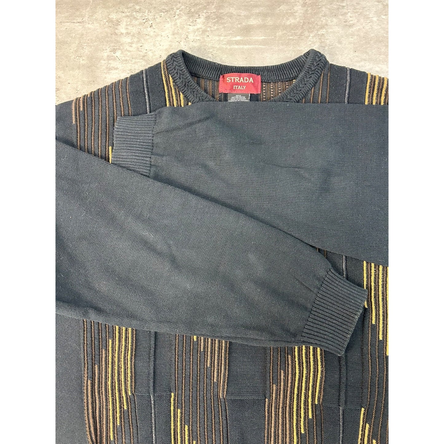 Vintage 90s Strada Abstract Striped Pullover Knit Sweater Size Large