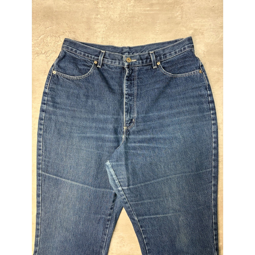 Vintage Y2K Womens X Manager Embroidered Medium Wash Denim Flare Pants Size 33