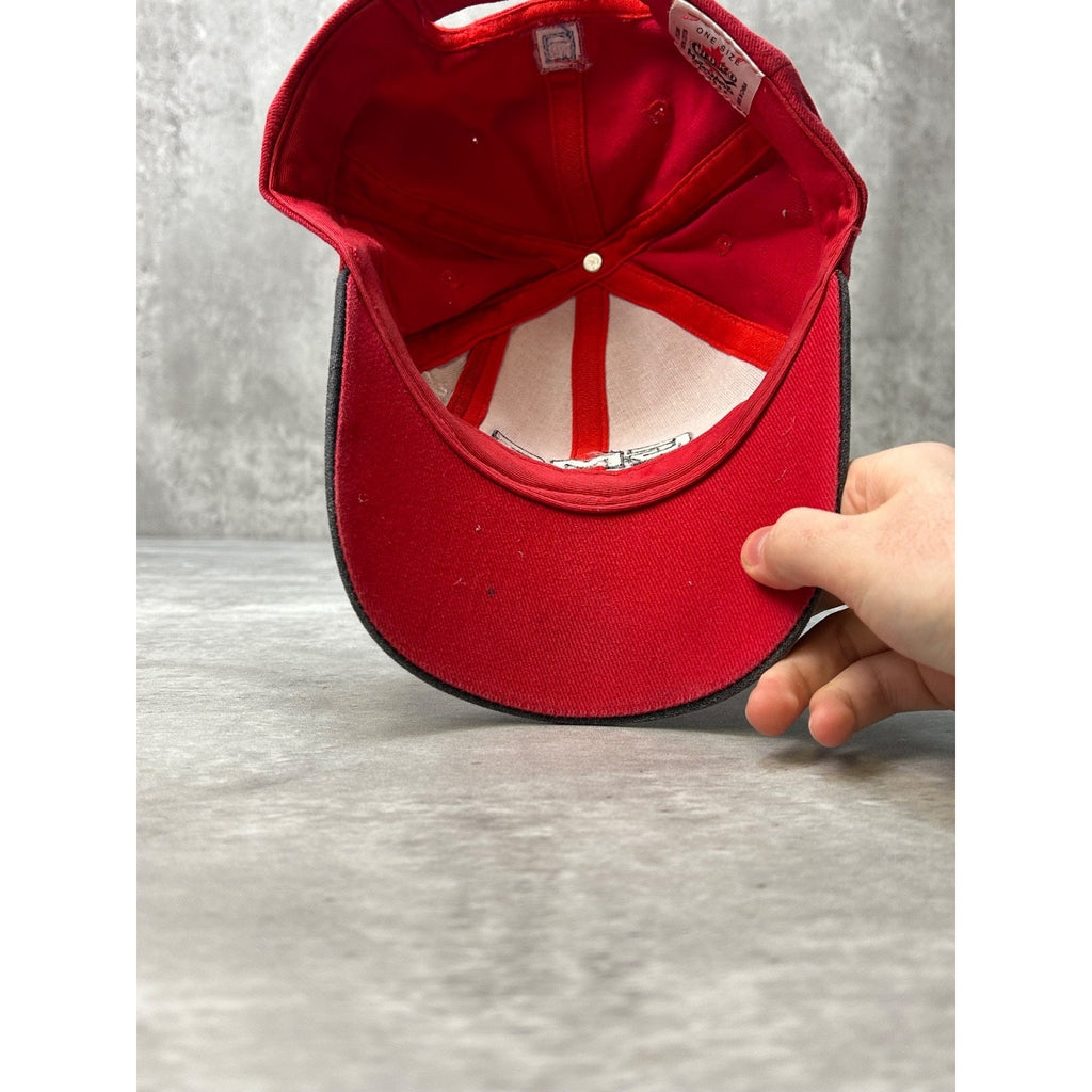 Vintage 90s GMC Embroidered Spellout Red Strapback Hat OSFA