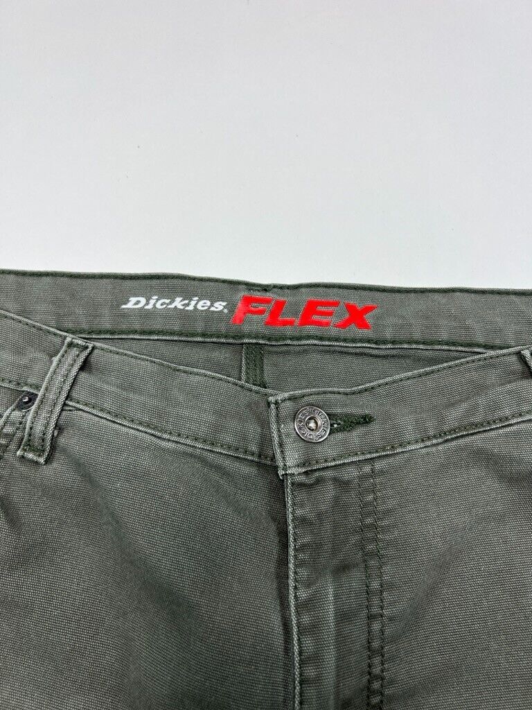 Dickies Flex Canvas Carpenter Workwear Pants Size 32 Green