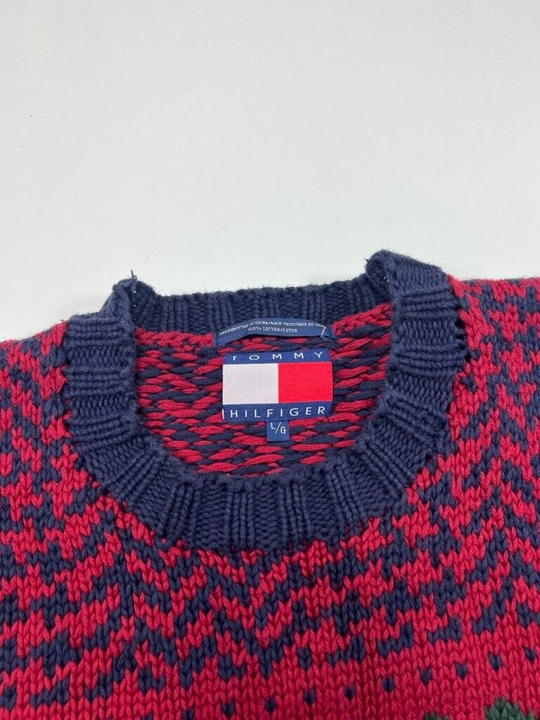 Vintage 90s Tommy Hilfiger Cable Knit Sailing Design Knit Sweater Size Large