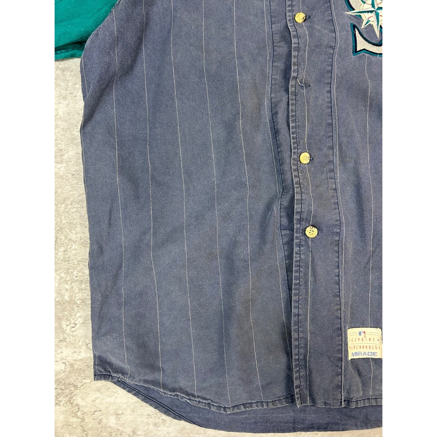 Vintage 90s Seattle Mariners MLB Pinstripe Mirage Baseball Jersey Size XL