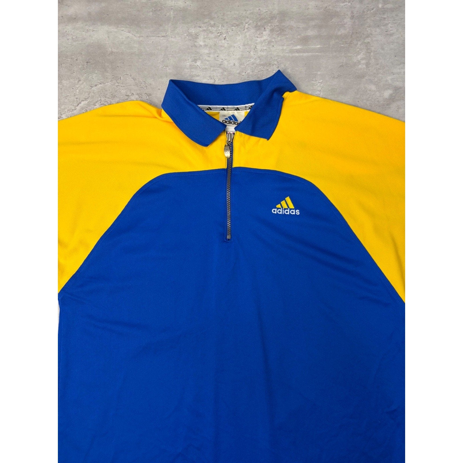 Vintage Adidas Two Tone Embroidered Logo 1/4 Zip Keeper Jersey Size Medium