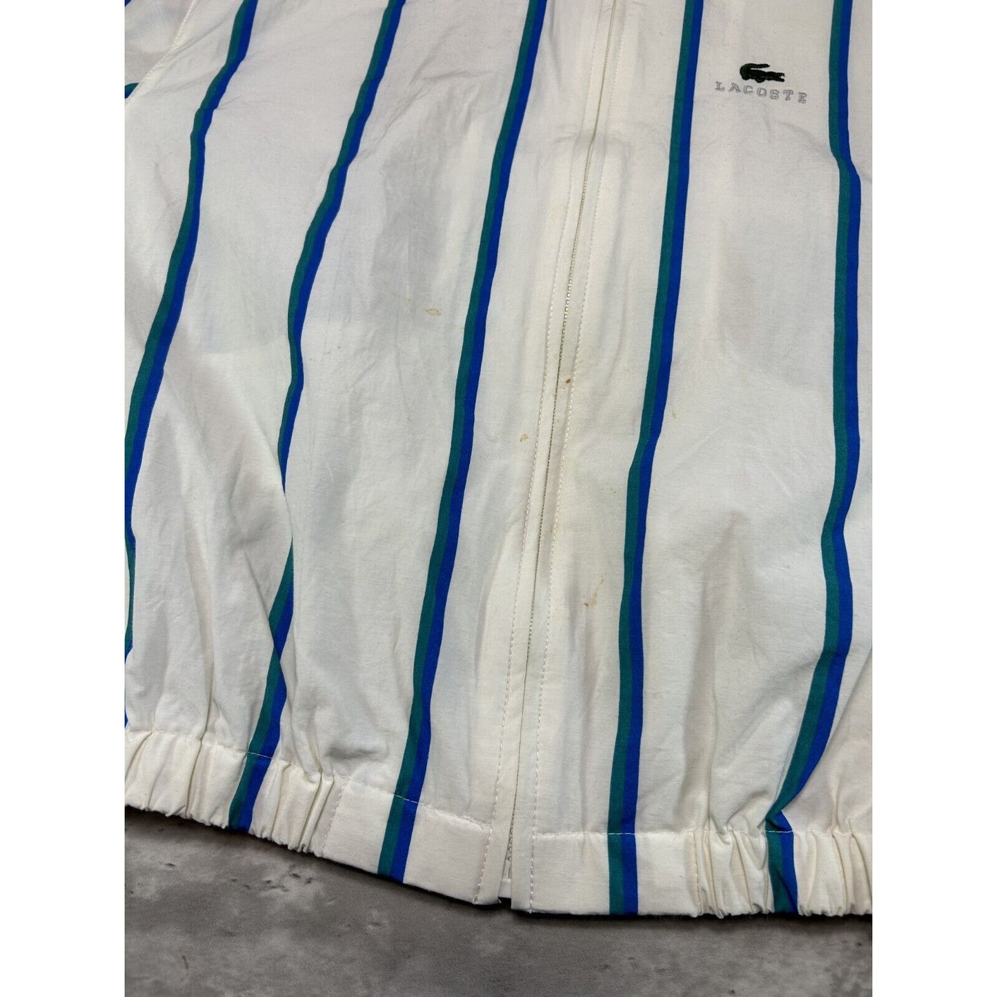 Vintage 1990s Izod Lacoste Striped Full Zip Nylon Windbreaker Jacket Size Medium
