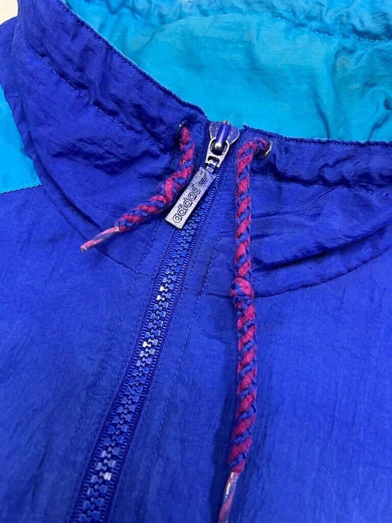 Vintage 80s Adidas Embroidered Trefoil 1/4 Zip Windbreaker Jacket Size Medium