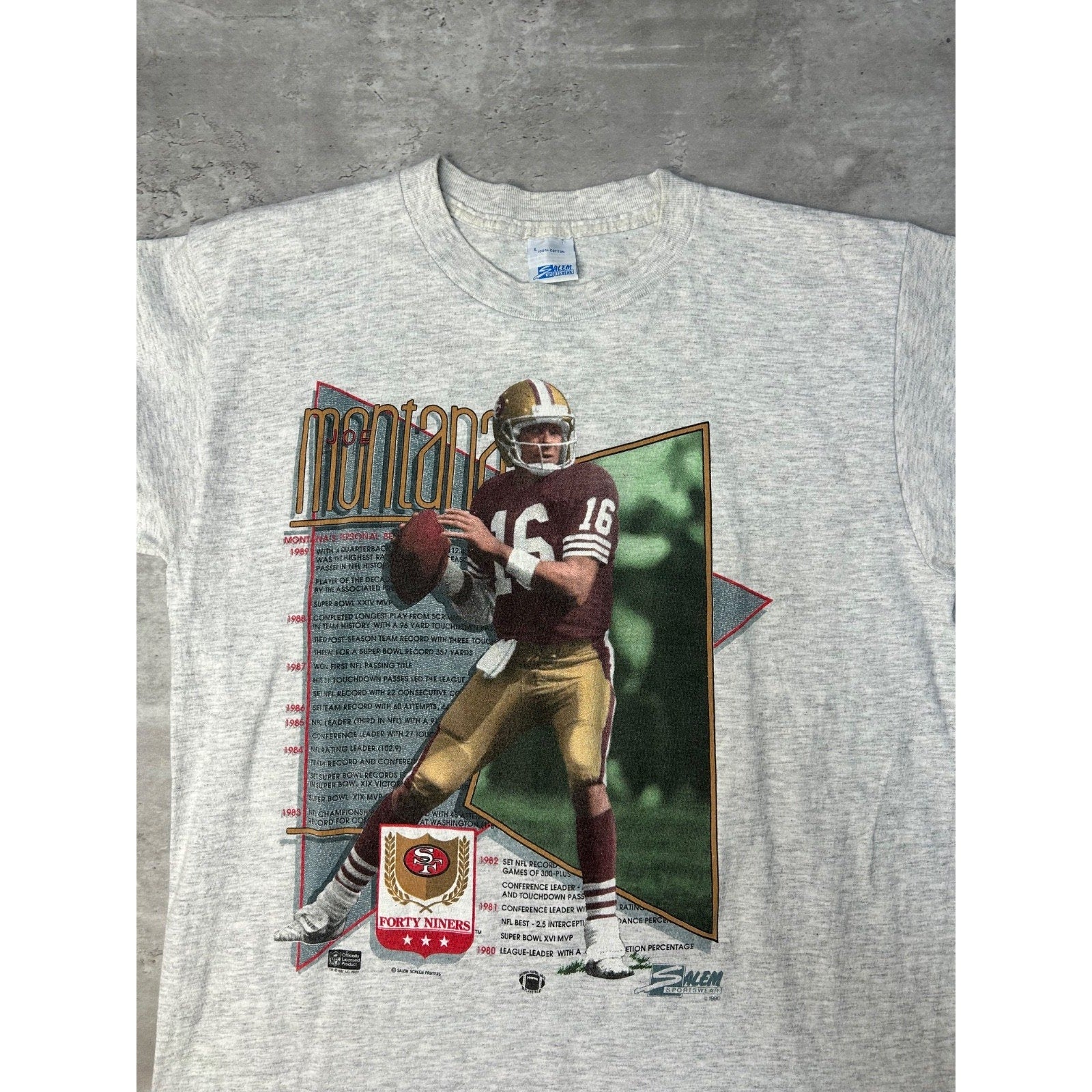 VTG 1987 Joe Montana #16 San Francisco 49ers NFL Player Graphic T-Shirt Sz Large