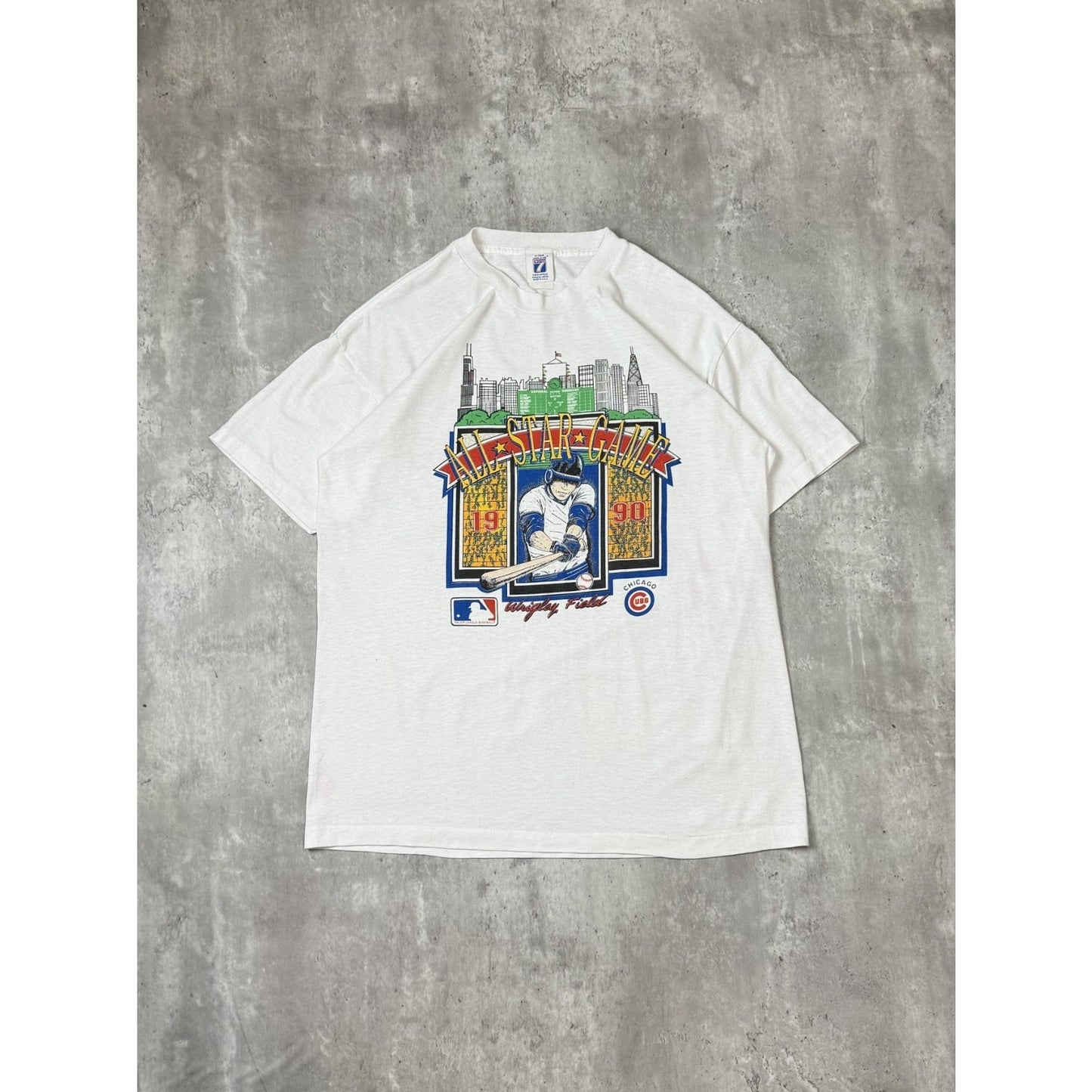 Vintage 1990 Chicago Cubs MLB All Star Game Baseball Graphic T-Shirt Size Large