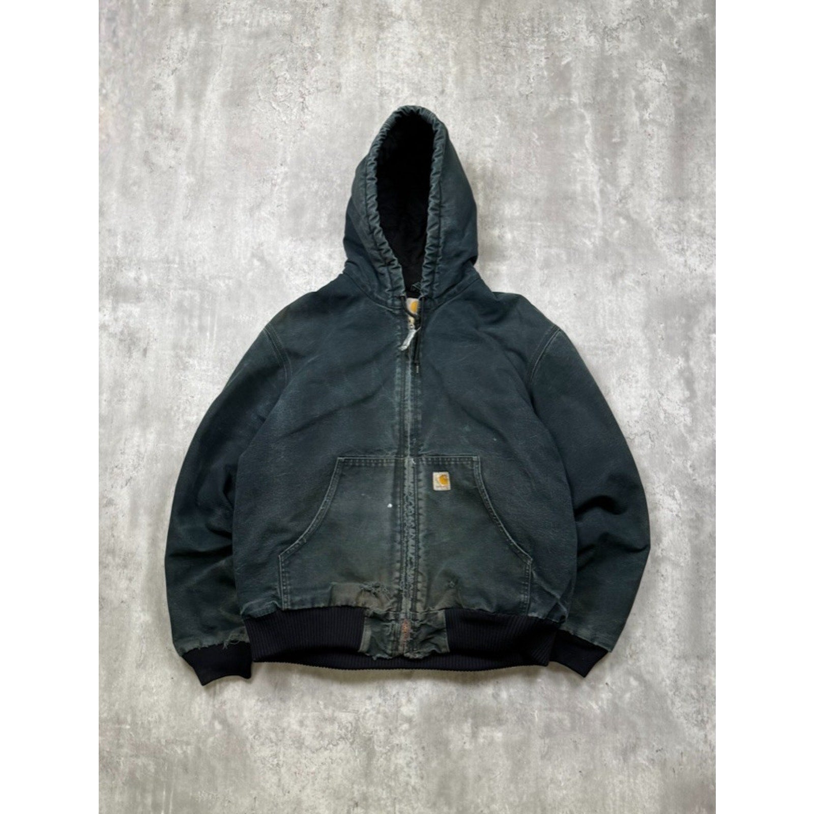 Vintage Carhartt Canvas Workwear Hooded Active Jacket Size Large J140 BLK