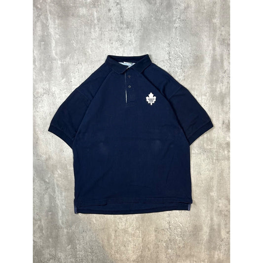 Vintage Toronto Maple Leafs NHL Embroidered Logo 1/4 Button Up Shirt Size Large