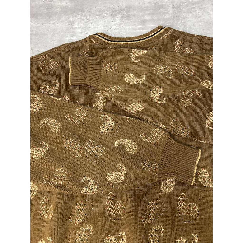Vintage 90s Tricots St Raphael Abstract Graphic Pullover Knit Sweater Sz Medium