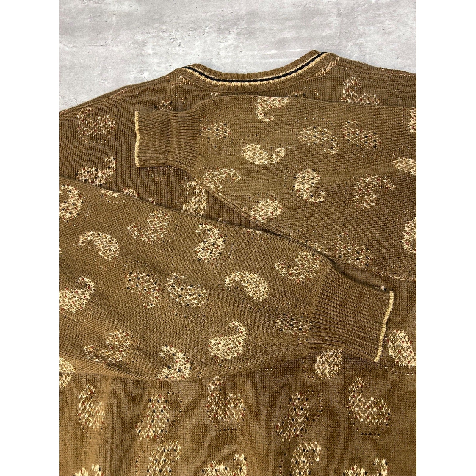 Vintage 90s Tricots St Raphael Abstract Graphic Pullover Knit Sweater Sz Medium