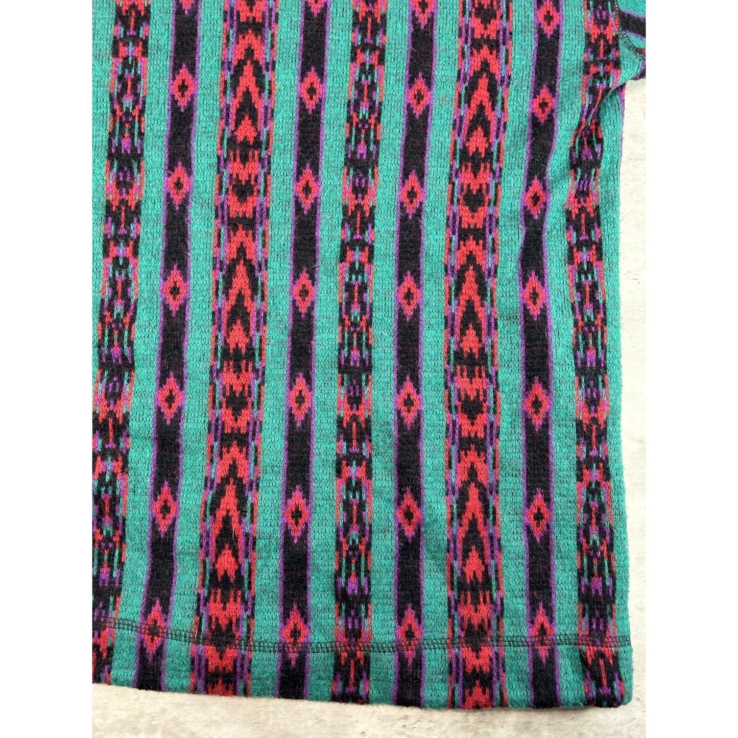 Vintage 90s Denim Express Aztec Striped Print 3/4 Button Sweatshirt Size Large