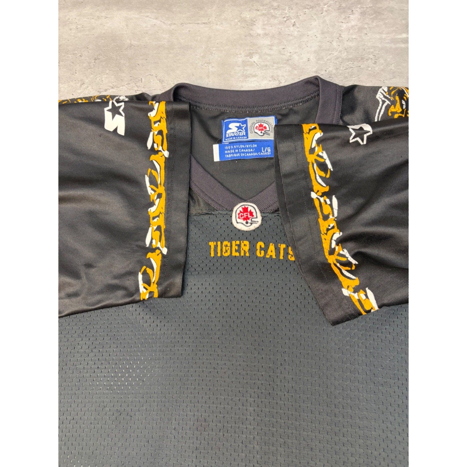 Vintage 90s Hamilton Tigercats CFL Starter Football Jersey Size Large
