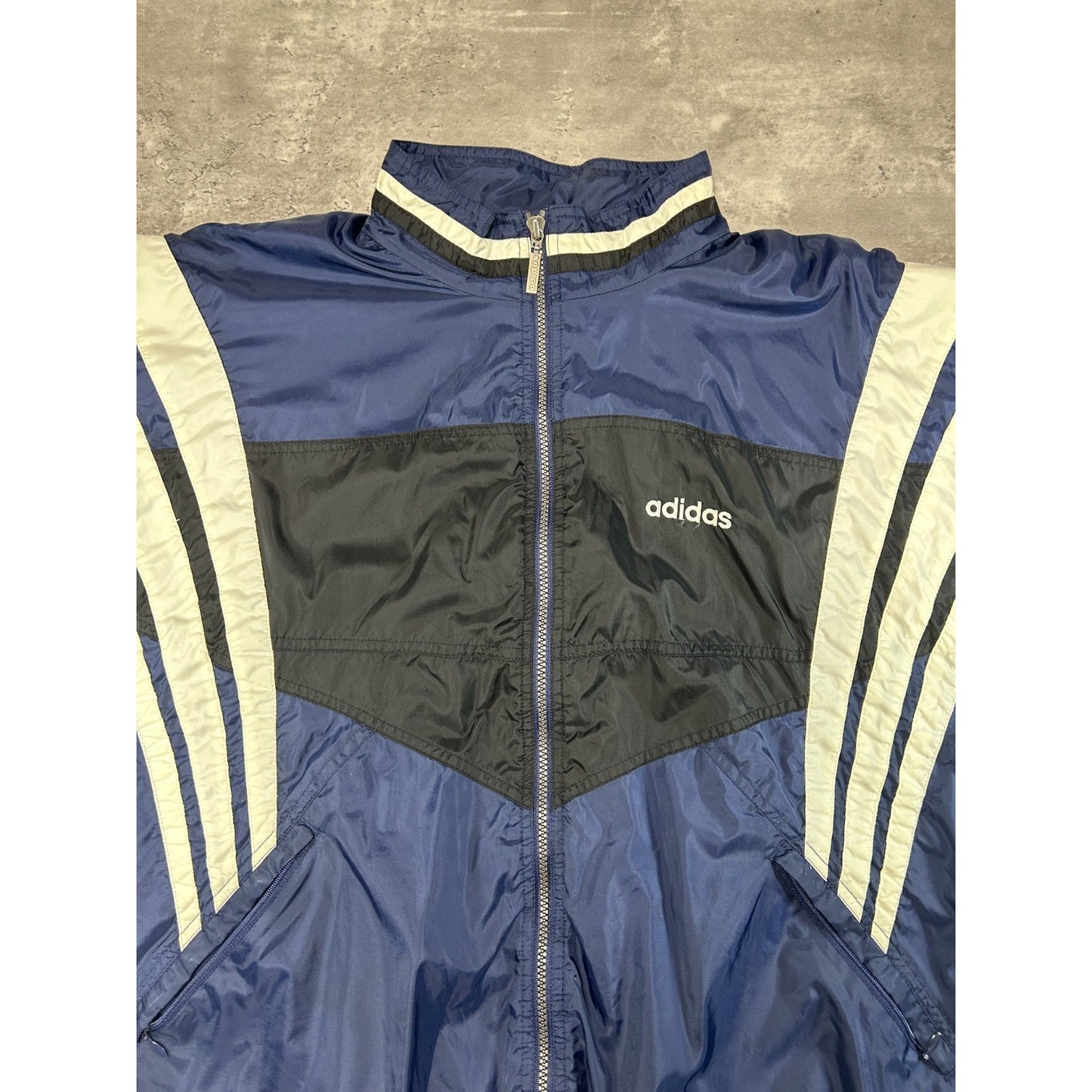 Vintage 90s Adidas Embroidered Spellout Nylon Windbreaker Jacket Size Large